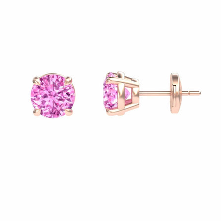 Lab Grown Pink Sapphire Stud Earrings - Gauri