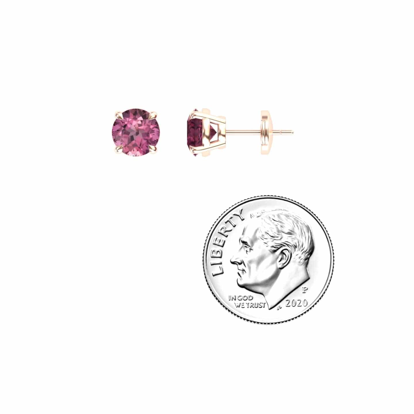 Pink Tourmaline Stud Earrings - Gauri