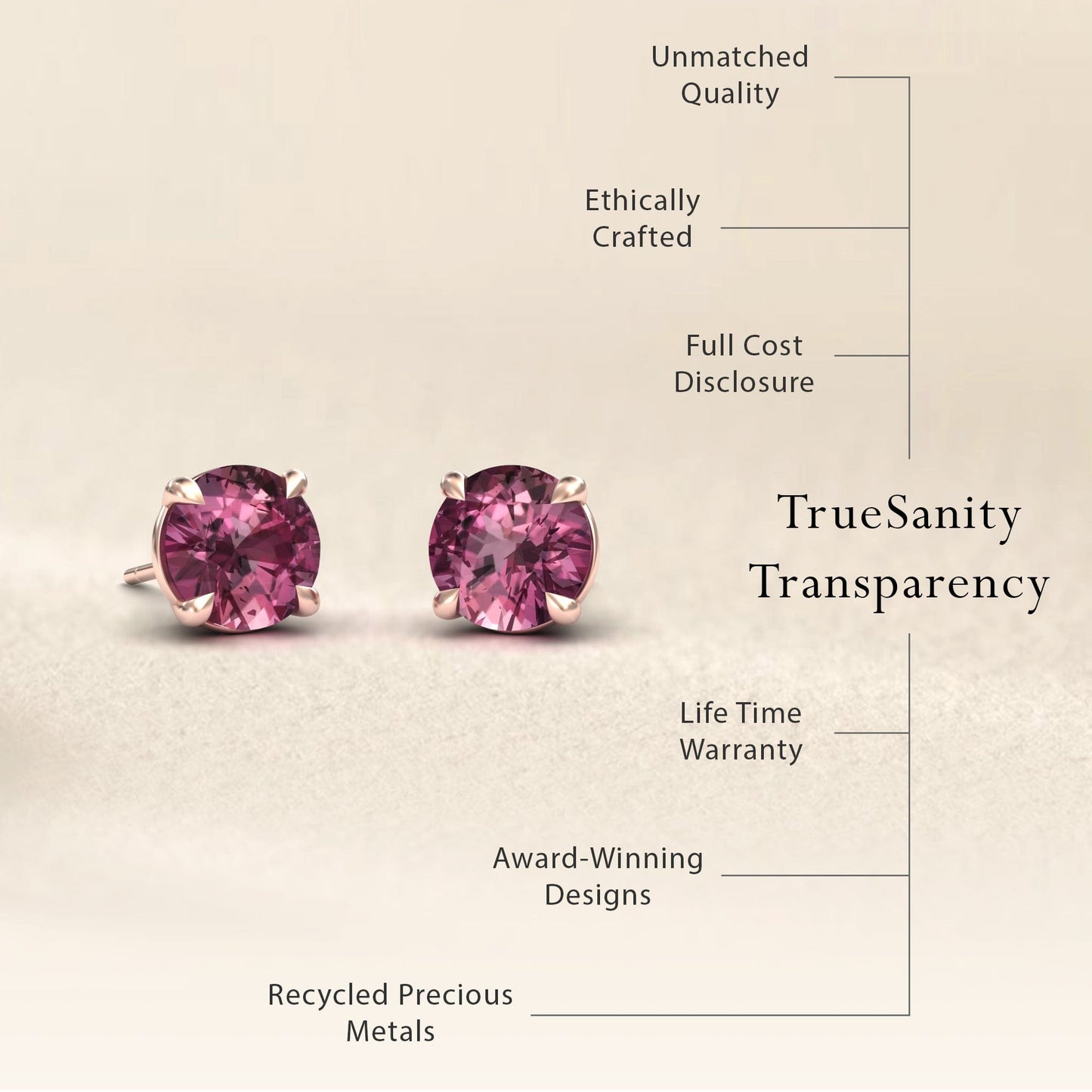 Pink Tourmaline Stud Earrings - Gauri