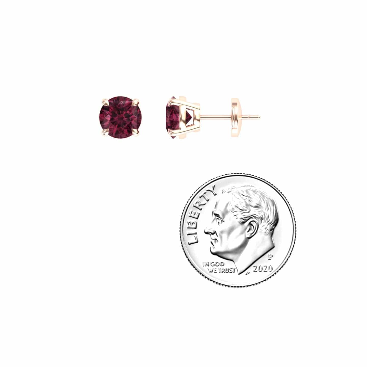 Rhodolite Garnet Stud Earrings - Gauri