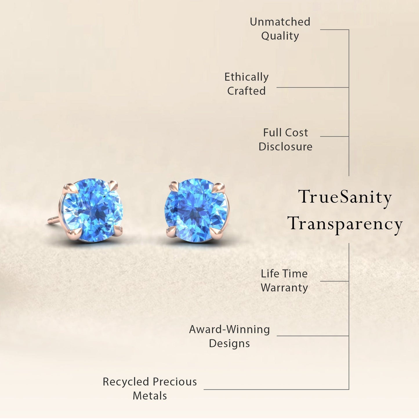 Swiss Blue Topaz Stud Earrings - Gauri