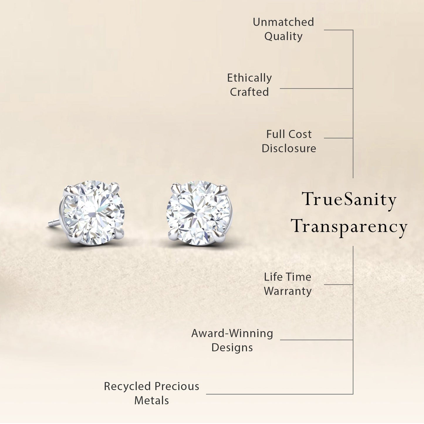 White Diamond Stud Earrings - Gauri