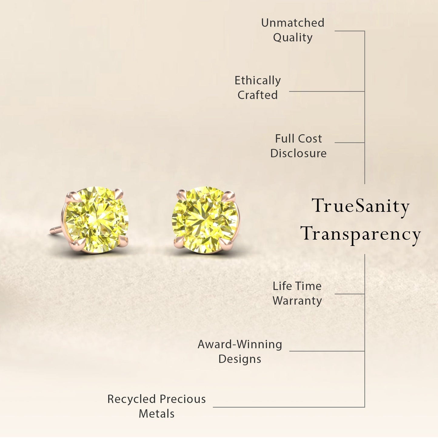 Lab Grown Yellow Sapphire Stud Earrings - Gauri