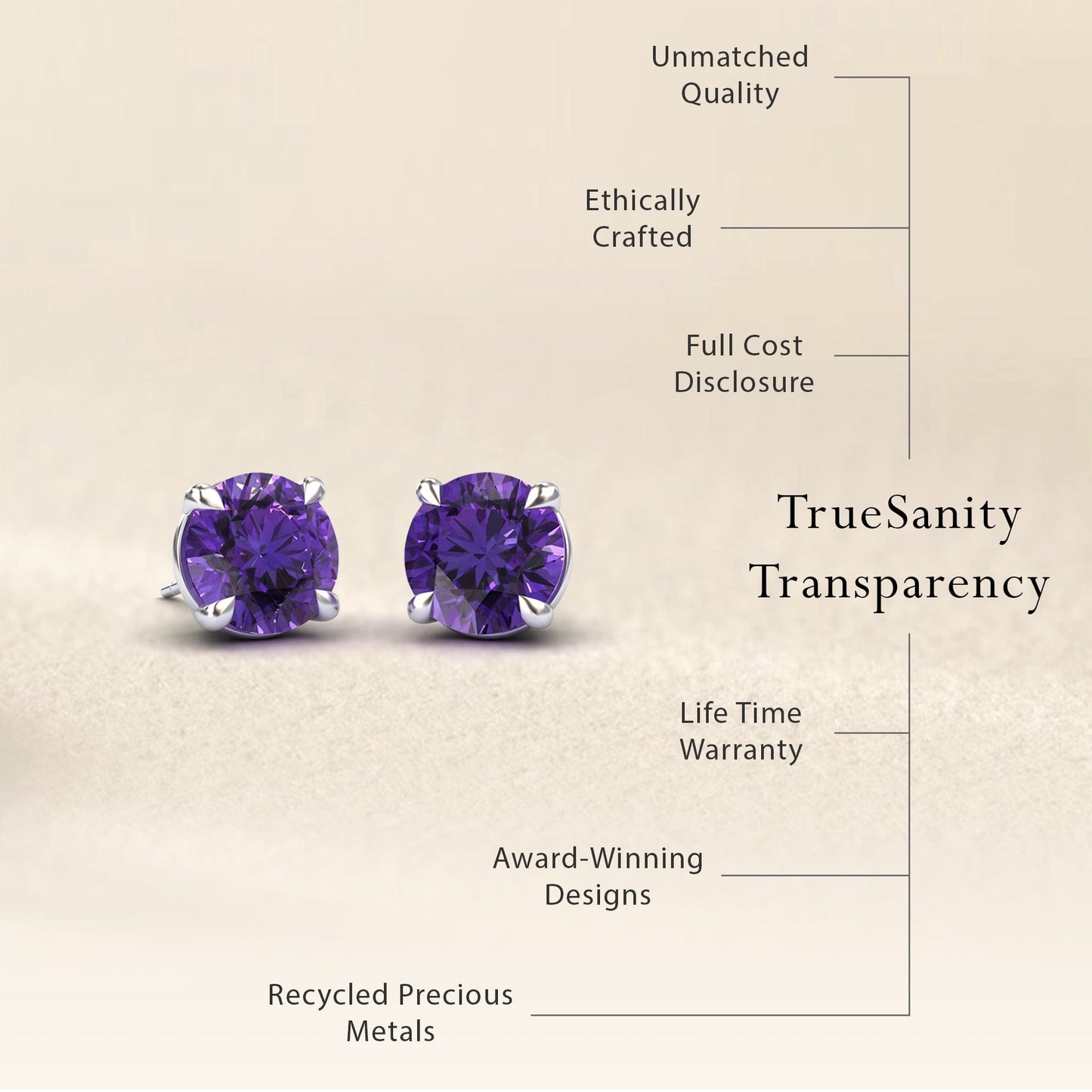 Amethyst Stud Earrings - Helena