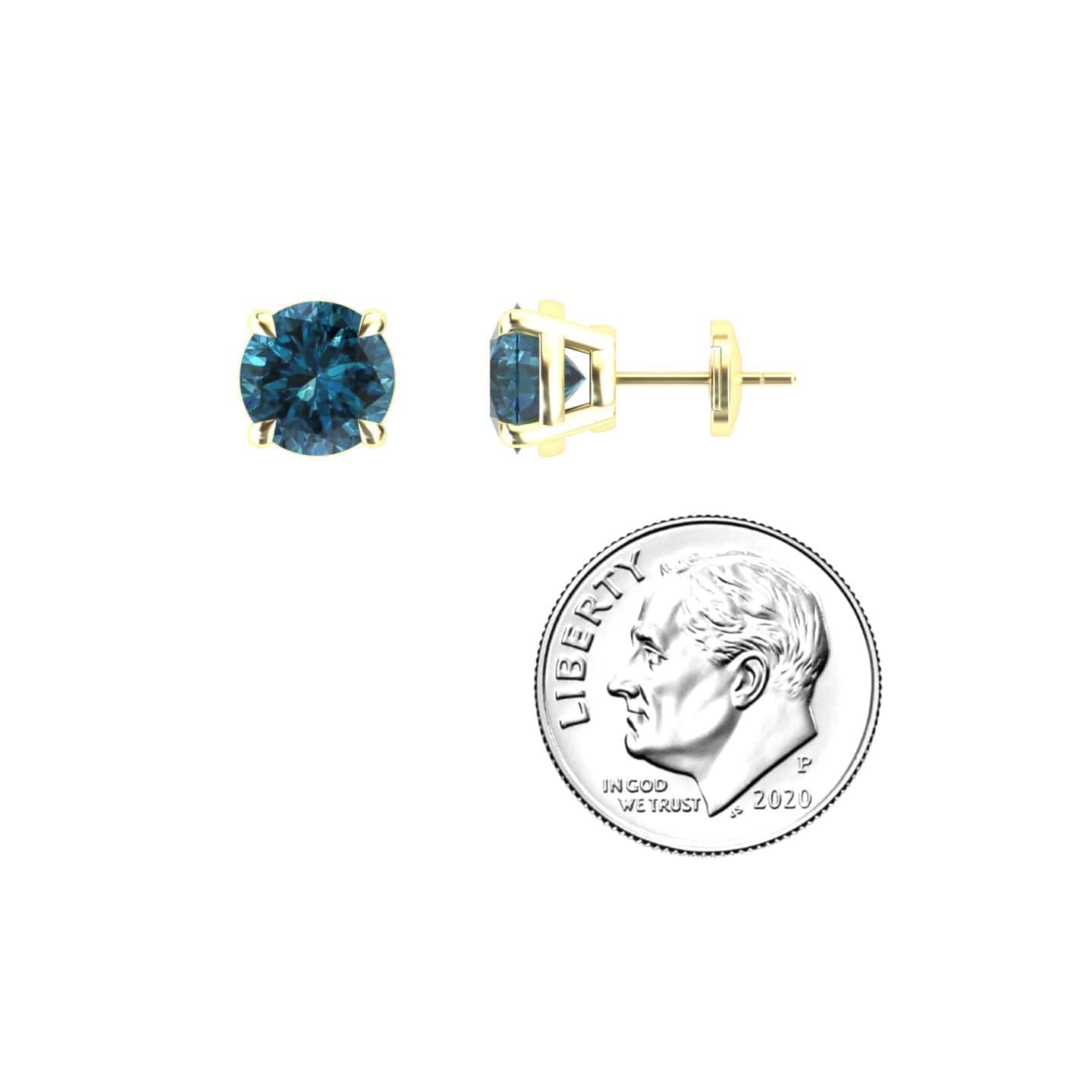 Blue Diamond Stud Earrings - Helena