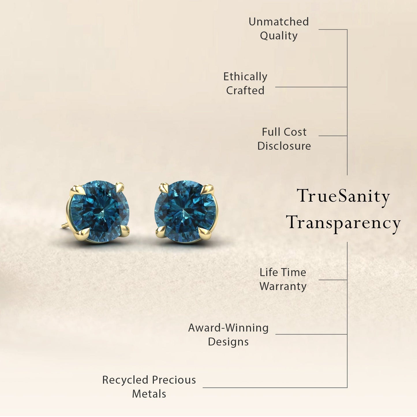 Blue Diamond Stud Earrings - Helena