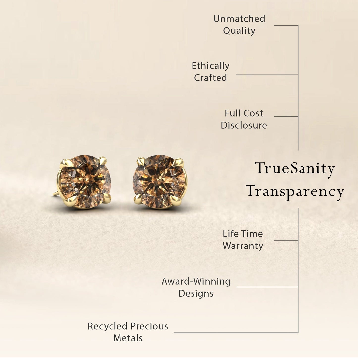 Brown Diamond Stud Earrings - Helena