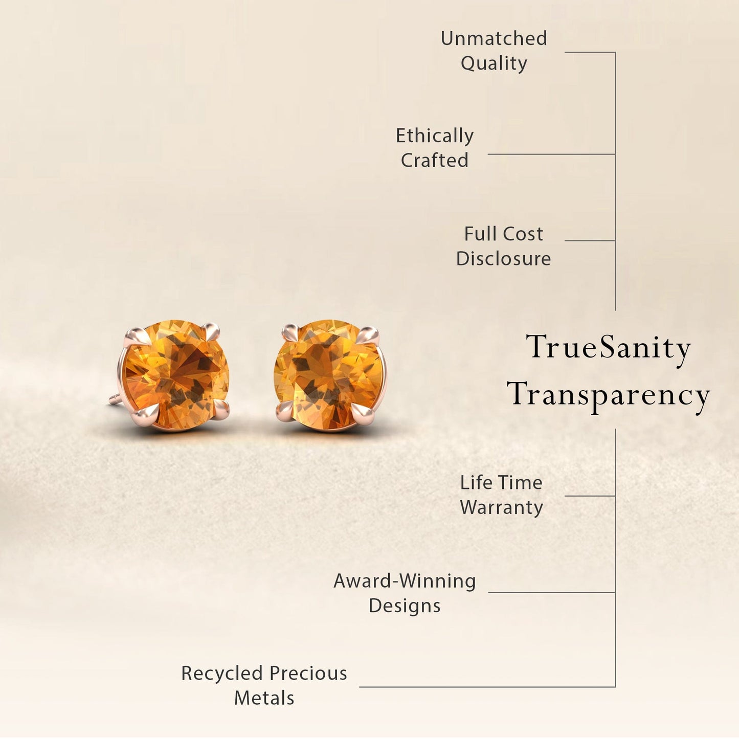 Citrine Stud Earrings - Helena
