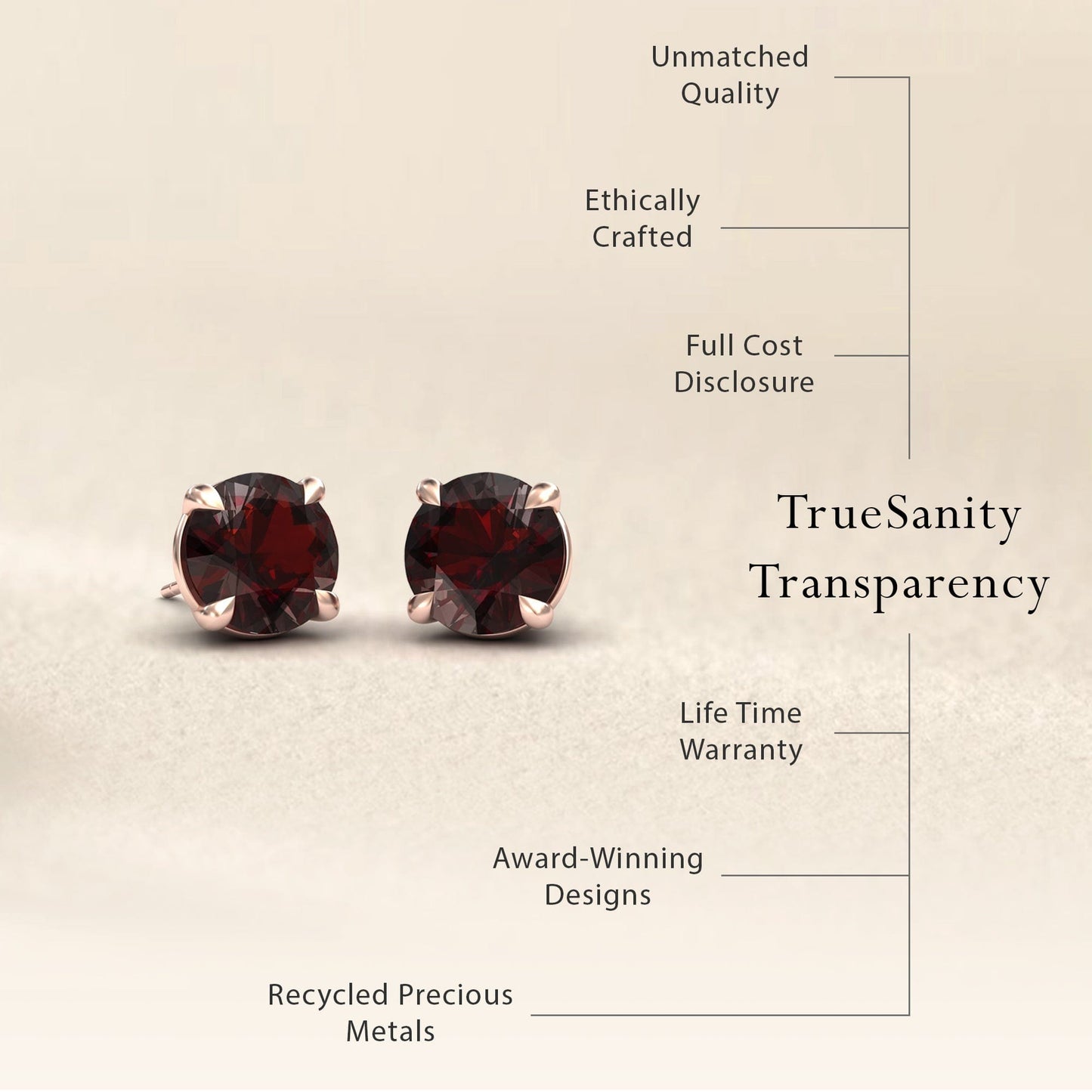 Garnet Stud Earrings - Helena