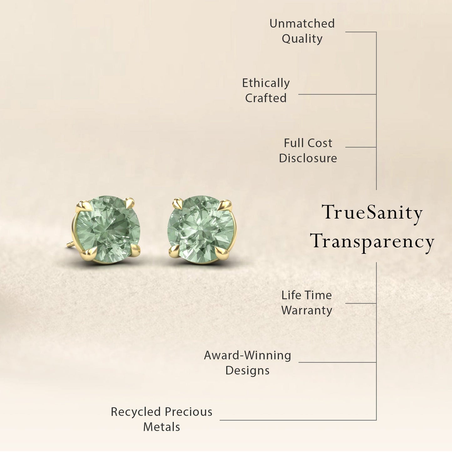 Green Amethyst Stud Earrings - Helena