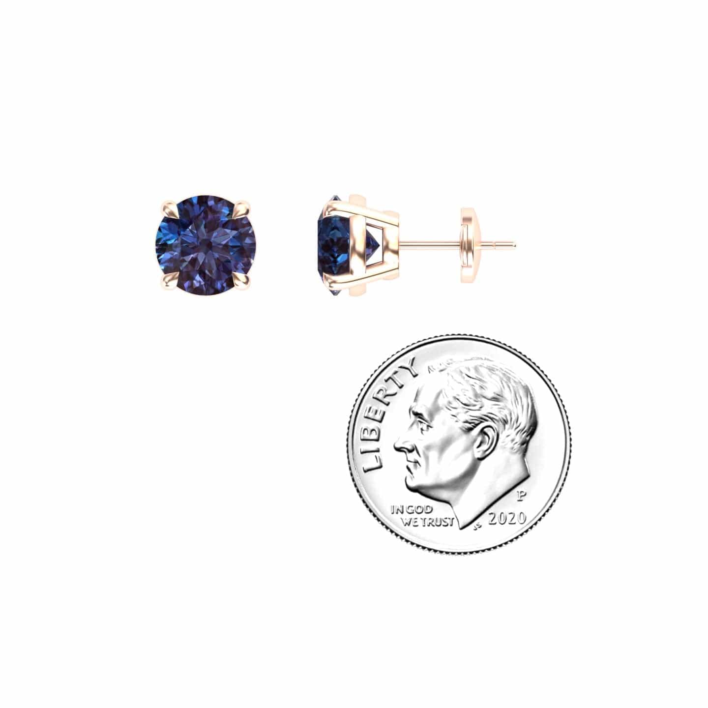 Lab Grown Alexandrite Stud Earrings - Helena