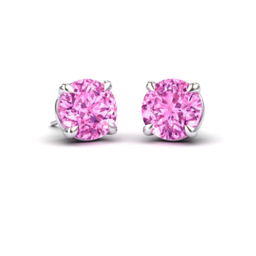 Lab Grown Pink Sapphire Stud Earrings - Helena