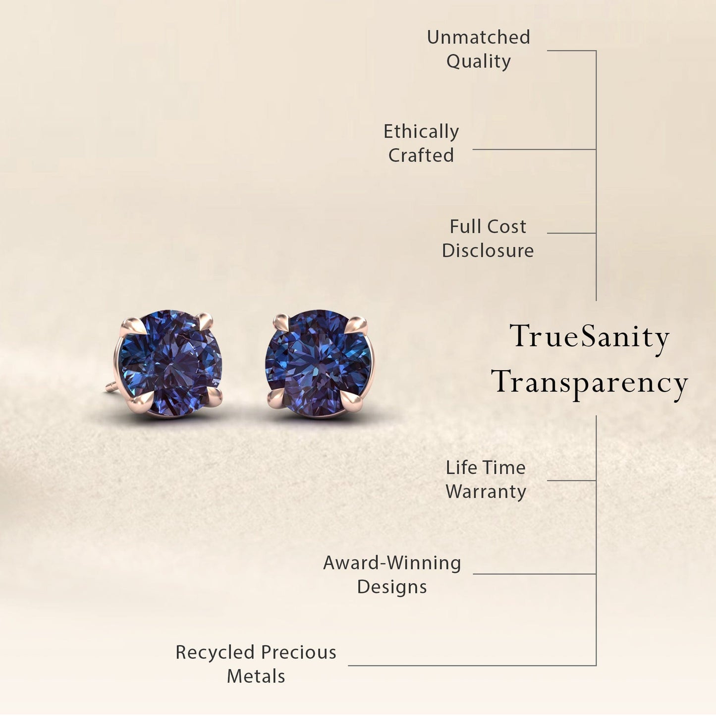 Lab Grown Alexandrite Stud Earrings - Helena