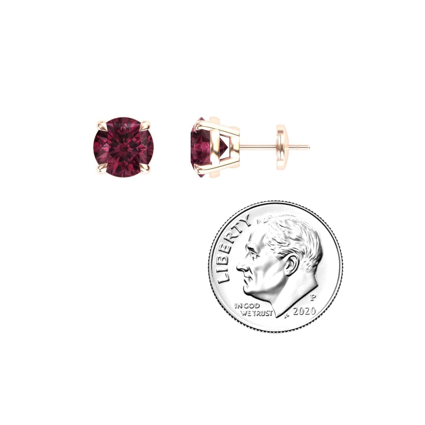 Rhodolite Garnet Stud Earrings - Helena