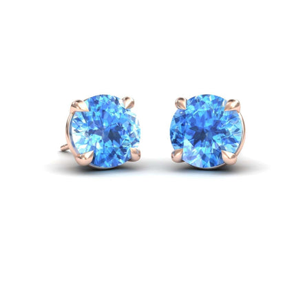 Swiss Blue Topaz Stud Earrings - Helena