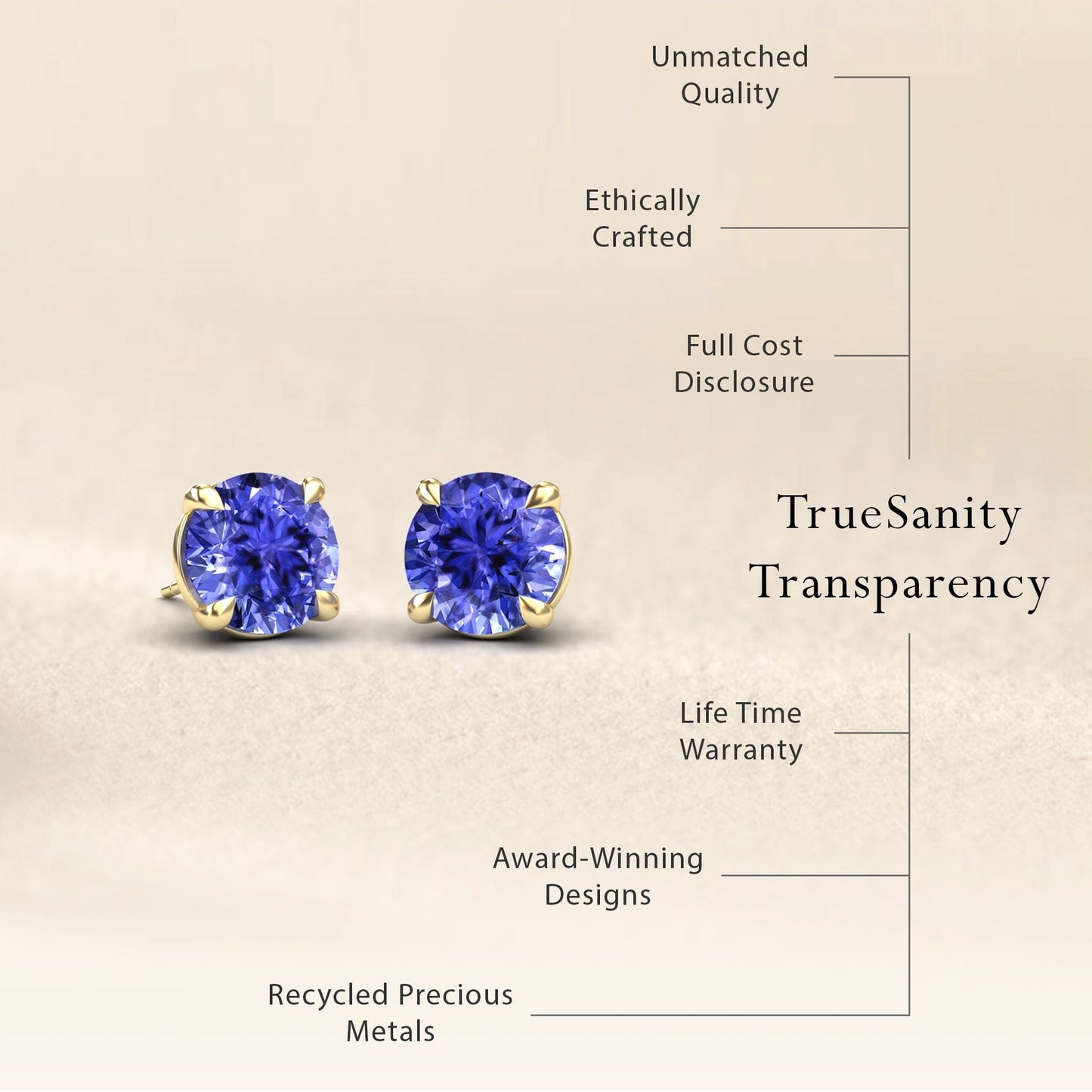 Tanzanite Stud Earrings - Helena