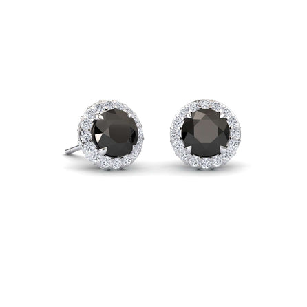 Black & White Diamond Halo Earrings - Jing