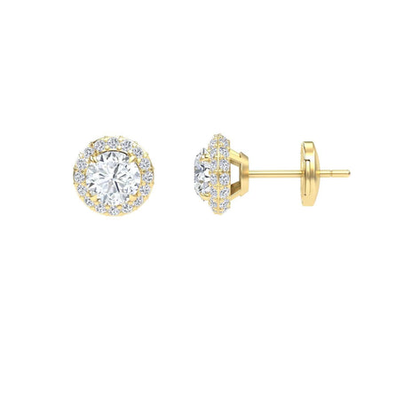 White Diamond Halo Earrings - Jing
