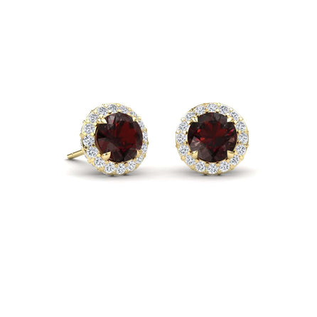 Rhodolite Garnet & Diamond Halo Earrings - Jing
