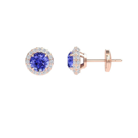Tanzanite & Diamond Halo Earrings - Jing