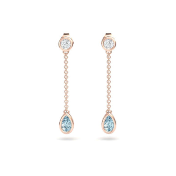 Aquamarine & Diamond Drop Earrings - Lexi