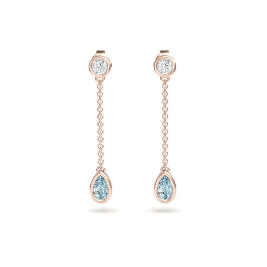 Aquamarine & Diamond Drop Earrings - Lexi