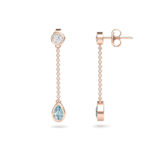 Aquamarine & Diamond Drop Earrings - Lexi