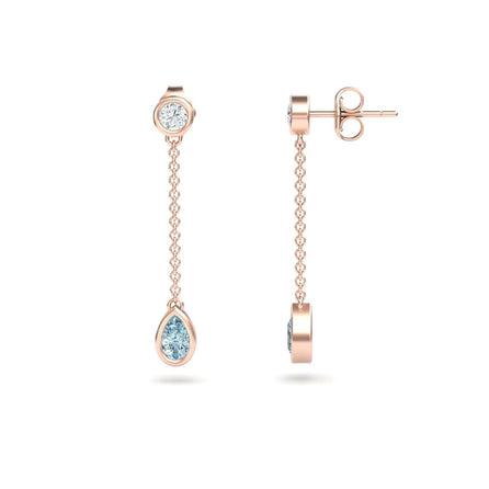 Aquamarine & Diamond Drop Earrings - Lexi