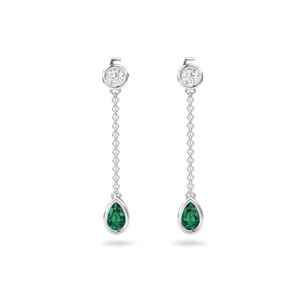 Emerald & Diamond Drop Earrings - Lexi