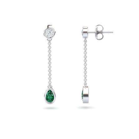 Emerald & Diamond Drop Earrings - Lexi