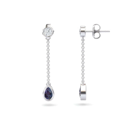 Lab Grown Alexandrite & Diamond Drop Earrings - Lexi