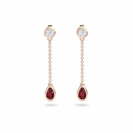 Ruby & Diamond Drop Earrings - Lexi