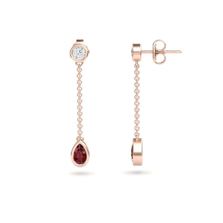 Ruby & Diamond Drop Earrings - Lexi