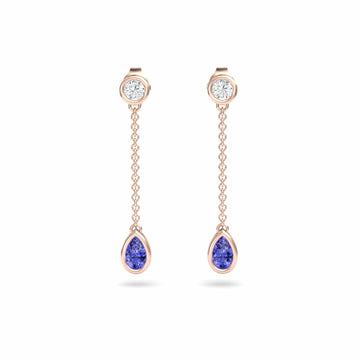 Tanzanite & Diamond Drop Earrings - Lexi