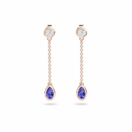 Tanzanite & Diamond Drop Earrings - Lexi