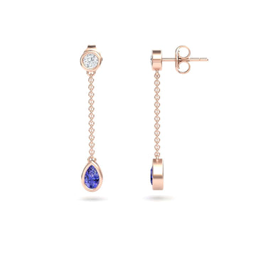 Tanzanite & Diamond Drop Earrings - Lexi