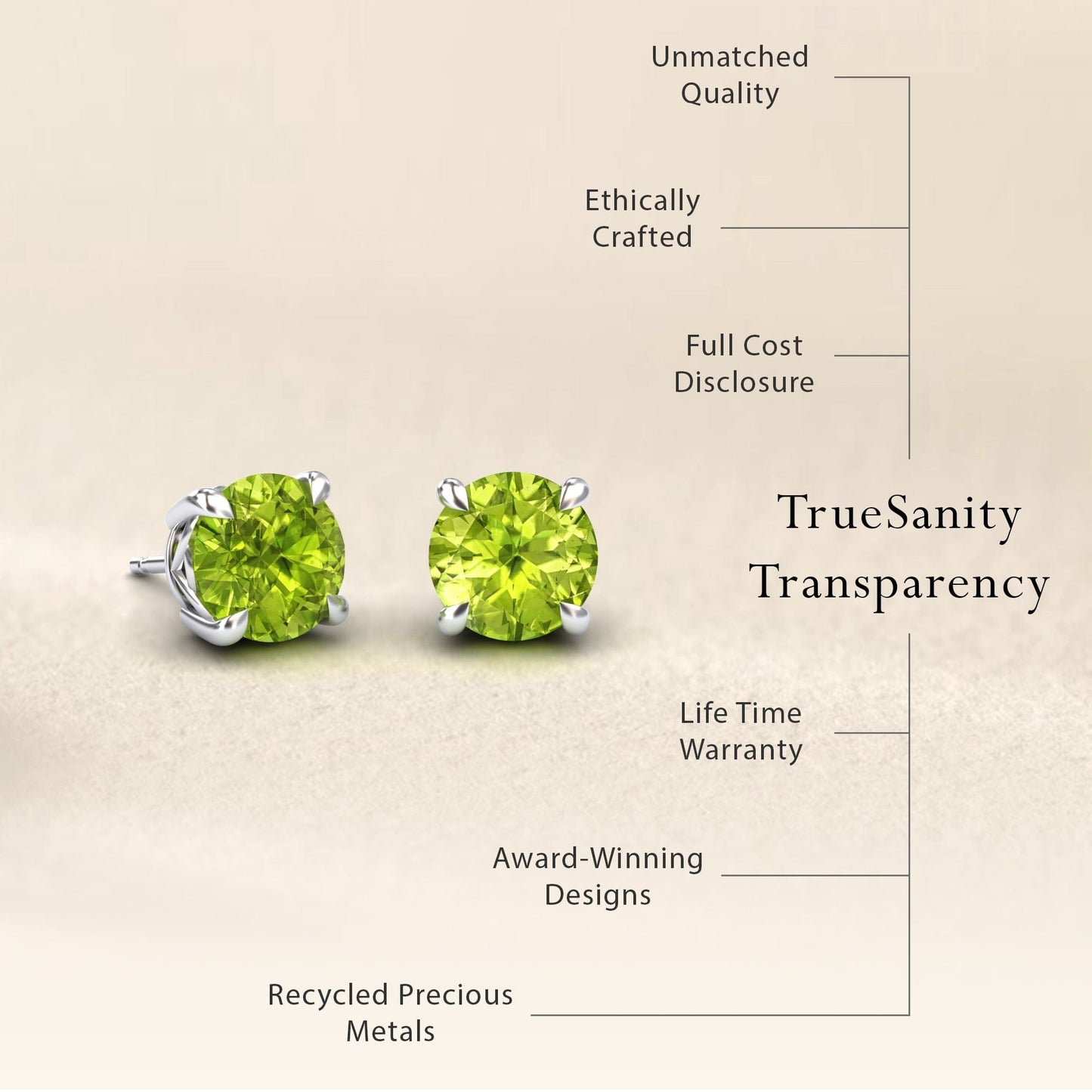 Peridot Solitaire Stud Earrings - Lucy