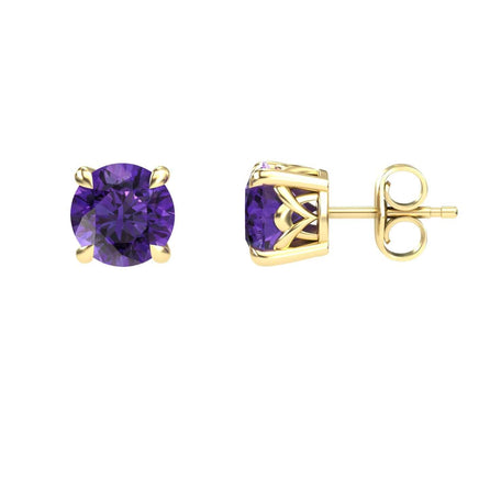 Amethyst Solitaire Stud Earrings - Lucy