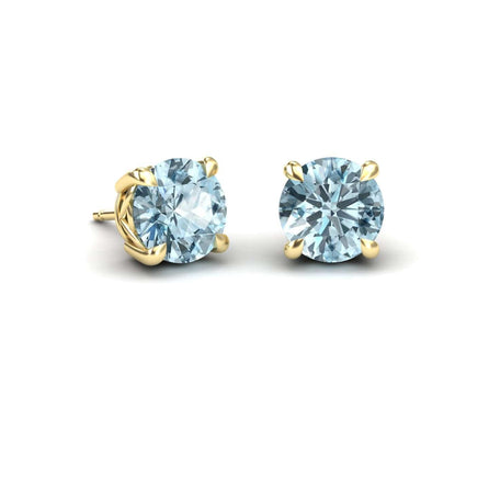 Aquamarine Solitaire Stud Earrings - Lucy