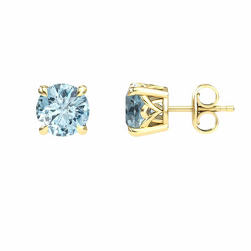 Aquamarine Solitaire Stud Earrings - Lucy