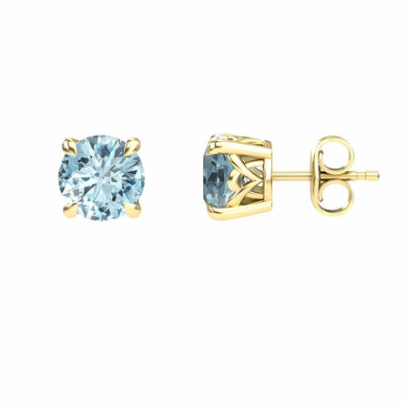 Aquamarine Solitaire Stud Earrings - Lucy