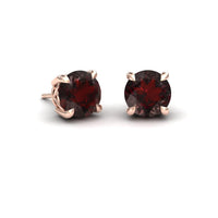 Garnet Solitaire Stud Earrings - Lucy