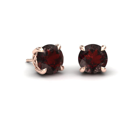 Garnet Solitaire Stud Earrings - Lucy