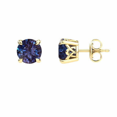Lab Grown Alexandrite Solitaire Stud Earrings - Lucy