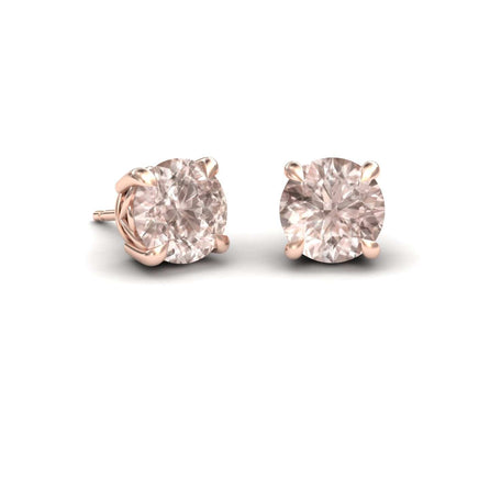 Morganite Solitaire Stud Earrings - Lucy
