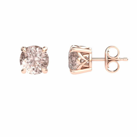 Morganite Solitaire Stud Earrings - Lucy