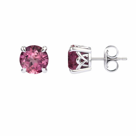 Pink Tourmaline Solitaire Stud Earrings - Lucy