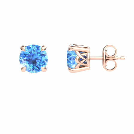 Swiss Blue Topaz Solitaire Stud Earrings - Lucy