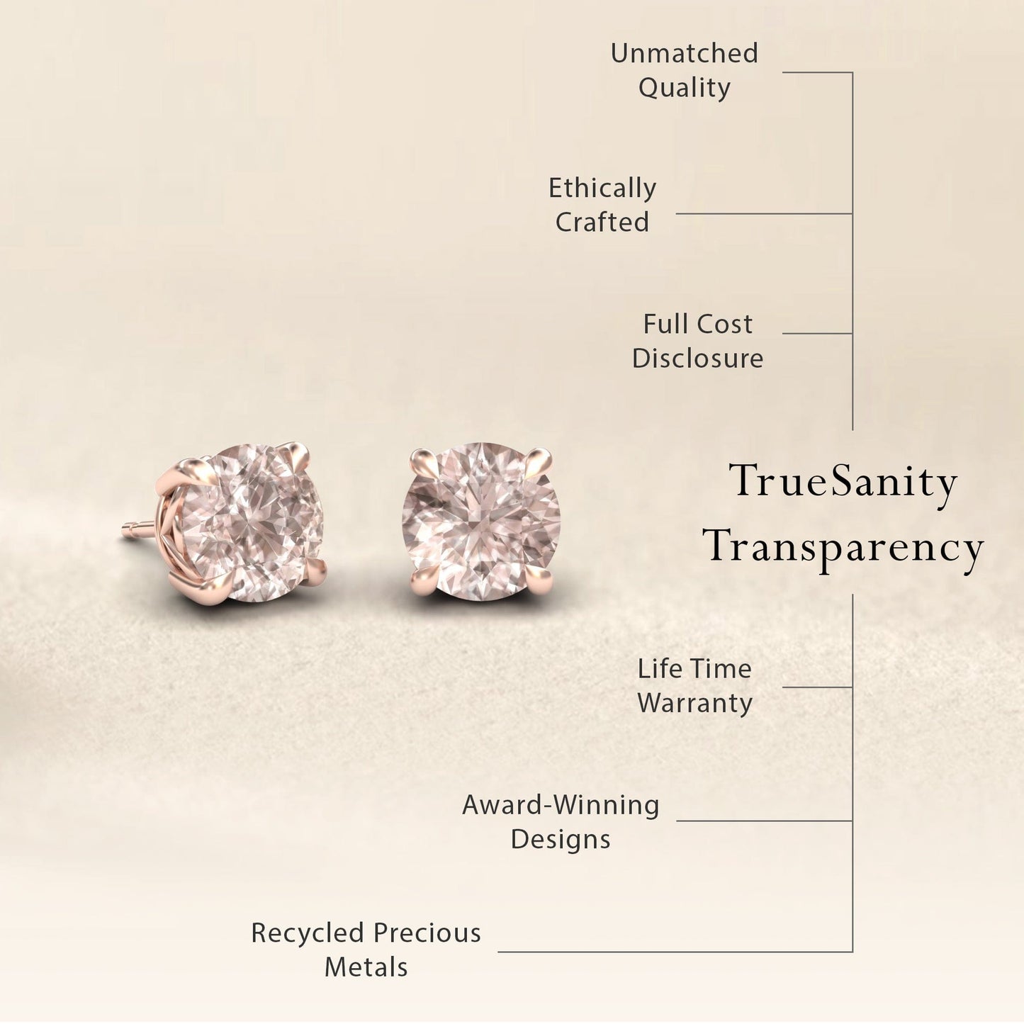 Morganite Solitaire Stud Earrings - Lucy