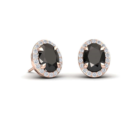 Black & White Diamond Halo Stud Earrings - Nalini